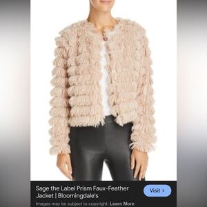 Sage Textured Fringe Teddy Jacket in Blush